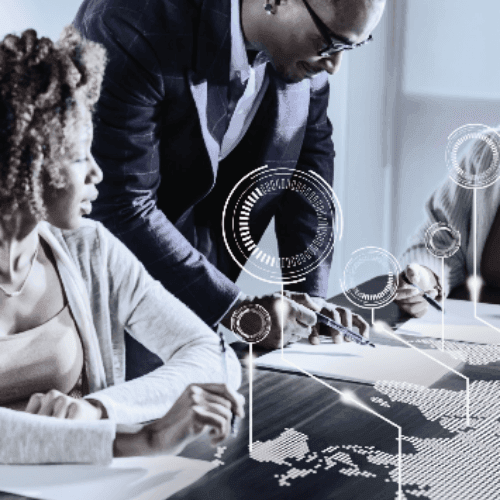 Meeting to discuss global business transformation